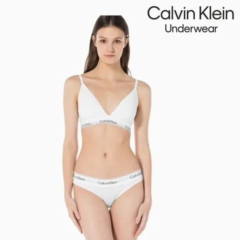 [ AK백화점 ][캘빈클라인 언더웨어] 여성 모던 코튼 트라이앵글 브라 비키니팬티 세트 QF5650-F3787AD-100