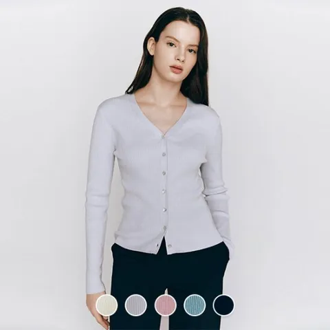 [ 현대백화점 ][지오다노] 여자 립 골지 브이넥 가디건 05355516