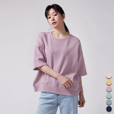 [유니제이] 마시멜로 맨투맨 루즈 반팔티