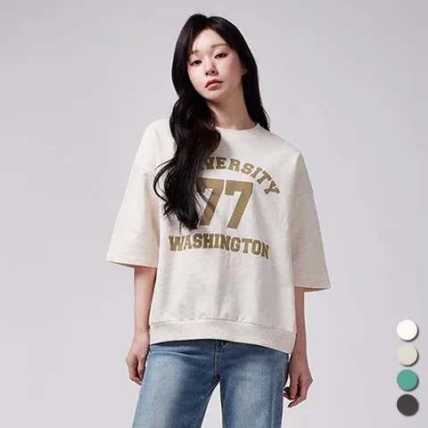 [유니제이] 바니쉬 프린팅 루즈 반팔티