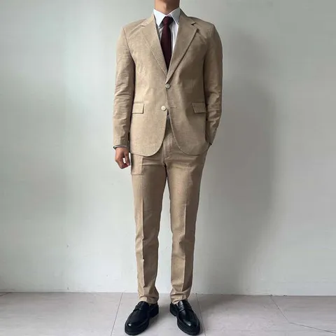 뉴메이드 / 린넨 여름 정장 수트 세트 셋업 양복 / 베이지 빅사이
