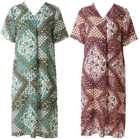 [ 롯데백화점 ](85-100)수입 에스닉나염 요루 가볍고 시원한원피스잠옷WGN877W