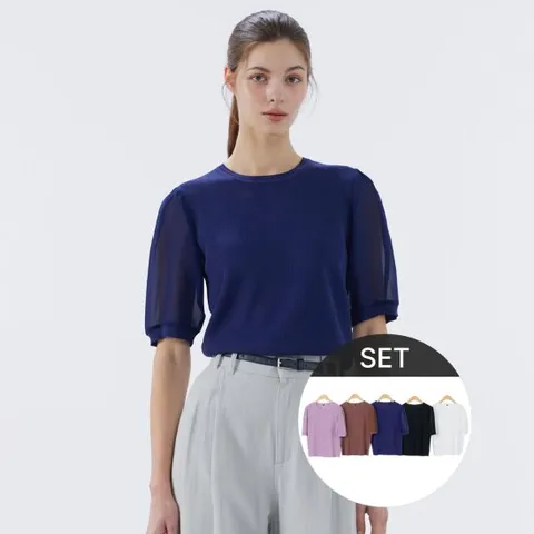 시원한인견셔링블라우스3종세트