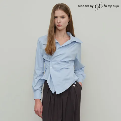 [나인식스뉴욕]랩 버튼 블라우스 (NP1BA009L0)