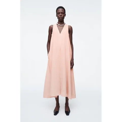 재팬 A라인 린넨 블렌드 맥시 드레스