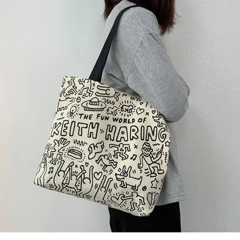 키스해링 에코백 대용량 숄더백 캔버스 학생 가방