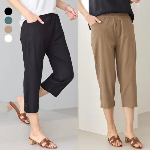 여성 7부바지 인견 팬츠 면스판 편안한 여름 빅사이즈 밴딩 바지