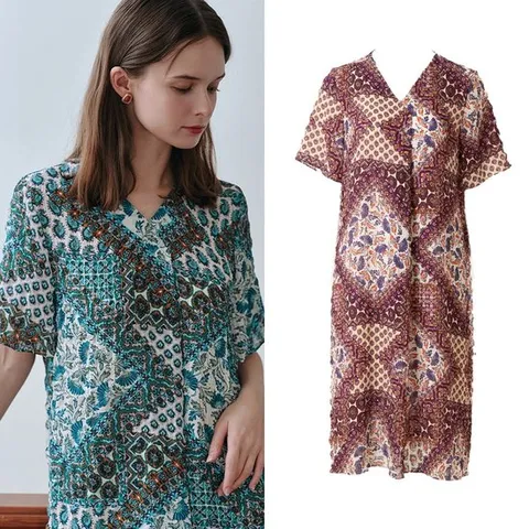 [ 롯데백화점 ]와코루 가볍고 시원한 수입 폴리 요루 에스닉나염 이지웨어 원피스(WGN877W)