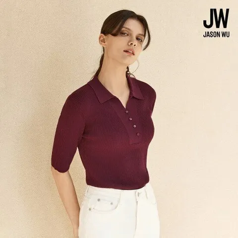 제이슨우 프렌치 린넨 블렌드 반팔 카라 니트 풀오버 3종