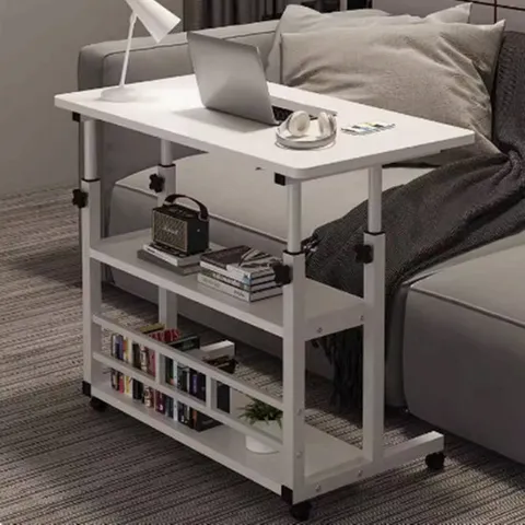 높이조절 이동식 사이드테이블 1단선반형 6040 우드 화이트 택1