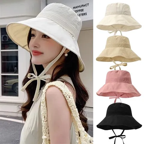 엔비 품질좋음 챙넓은 자외선차단 벙거지 버킷햇 플랩캡 모자 리본 와이어 챙 목가려지는