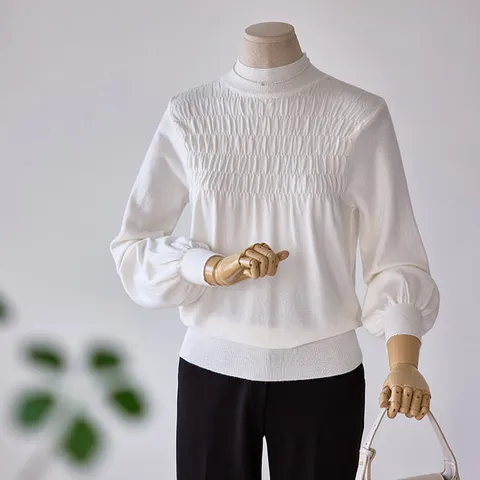 [커스텀에이블] 퍼프소매 반목 니트_T2503KN612A