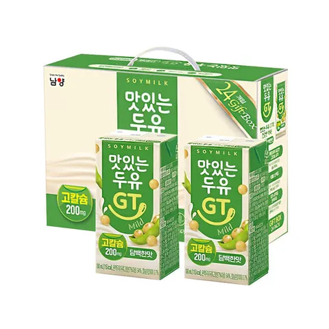 맛있는 두유 GT 고칼슘 담백한맛 190ml x 24팩 팩두유 멸균두유
