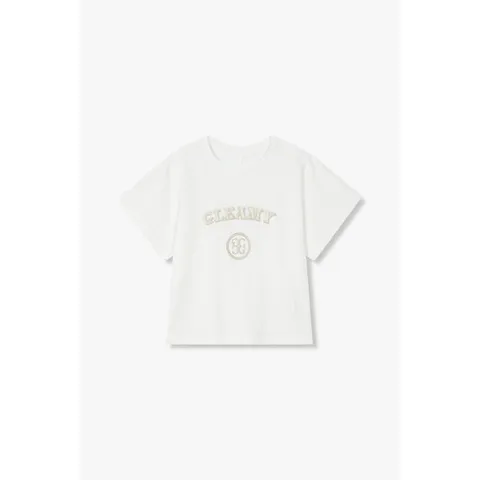 [ 롯데백화점 ][지컷]자수 로고 숏 슬리브 티셔츠 (7255240115)