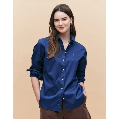 헤지스 여성 25SS 레귤러핏 페더 트윌 셔츠 다크블루 HSSH5AC15B3