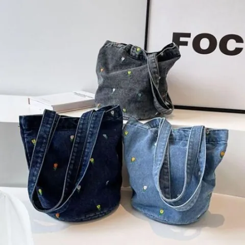 에코백 캔버스백 천가방 플라워 자수 데님 숄더백 가방 보조 여