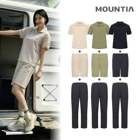 [런칭 74,900원]마운티아  최신상 여성 로키니 셋업 3종 (티셔츠+반바지+긴바지)