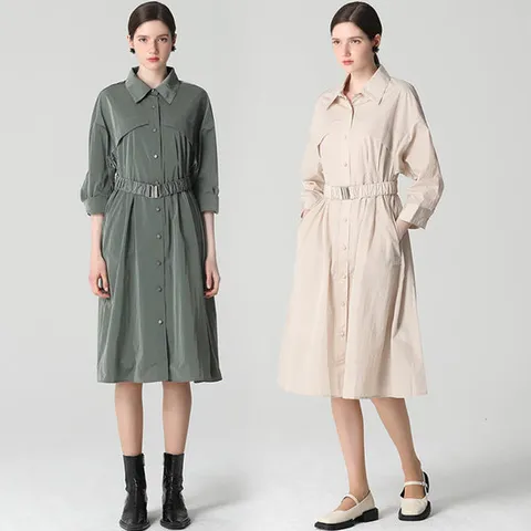 르오트 라이트 벨티드 셔츠형 원피스