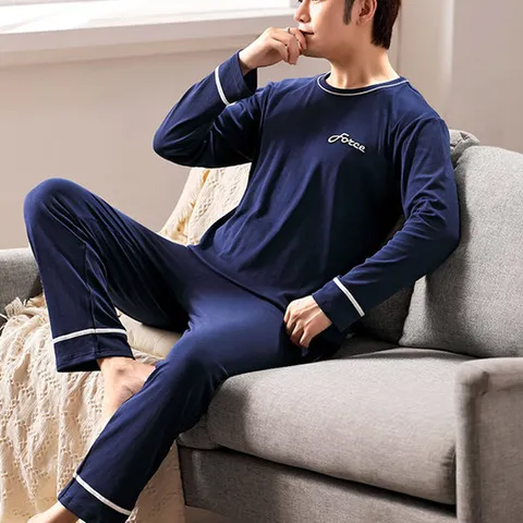 [체험특가]데일리 남성 잠옷 사계절 긴팔 상하의 홈웨어 세트