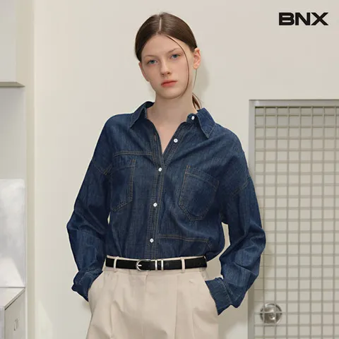 [BNX]투포켓 데님 긴팔 셔츠 (BX1BL005L0)