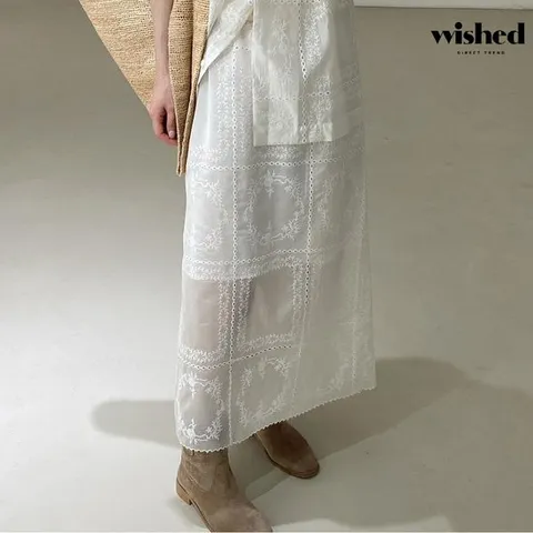 [위시드]펀칭 레이스 롱 스커트 (WICASK002)