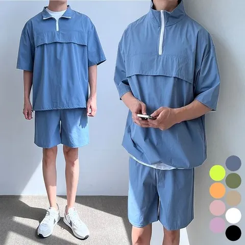 남자 여름 반팔 아노락 반바지 여름 트레이닝복 세트