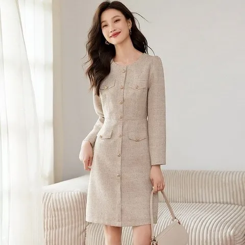 [핑크엘리제]격식 하객룩 허리 슬림 미디 원피스 샤로아원피스