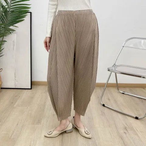 플라라 플리츠사선폴딩사이드팬츠