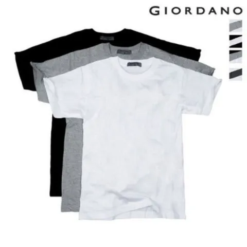 [ 롯데백화점 ][지오다노]남여공용 라운드넥 이너용 면 반팔티셔츠 3장 패키지 (교복) 243801/01243801