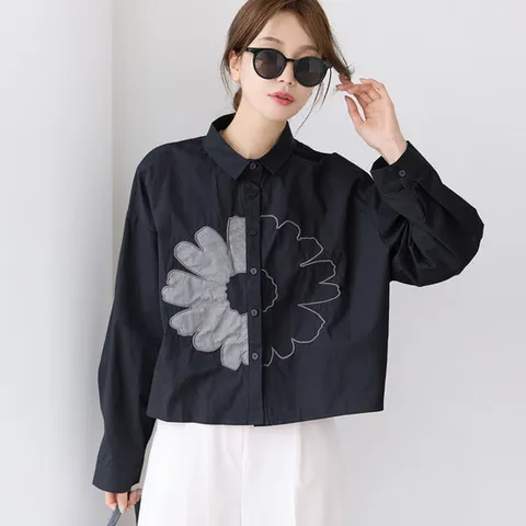 플로럴 세미크롭 셔츠 KN94