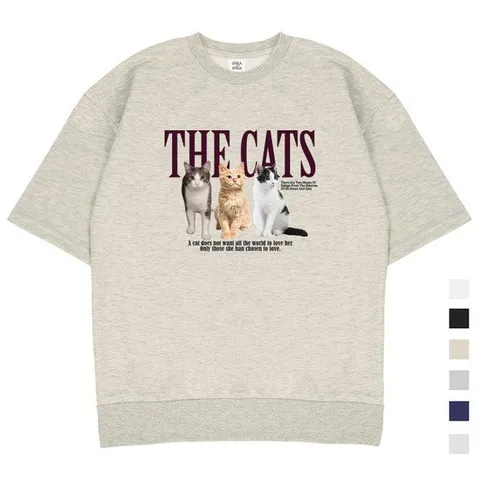 [폴앤폴]CATS 오버핏 반팔 맨투맨 남여공용 6컬러