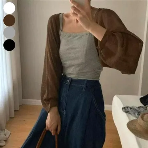 여름 시스루 크롭 간절기 여성 볼레로 얇은 가디건