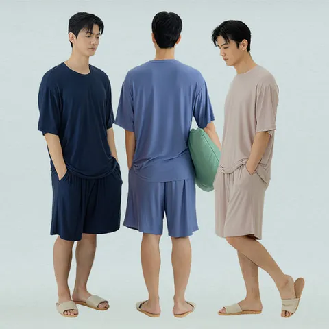 남성 모달 여름 반팔 U넥 홈웨어 잠옷 상하 세트 PMC5119