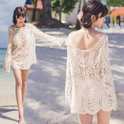 여성 여름 해변 비치 로브 망사 비치 비키니 커버업