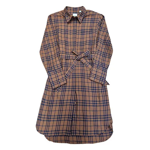 버버리 IVERY 체크 코튼 벨티트 셔츠 원피스 80898171