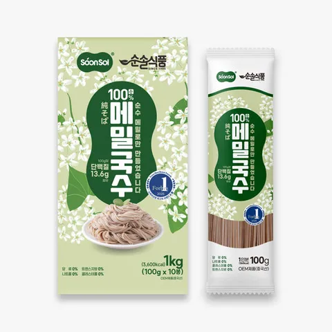 순솔 100% 메밀국수 1kg (100g x 10봉) 글루텐프리 파스타면 고단백질 제로슈가 무가당 무첨가물 소바 저칼로리면 메밀면