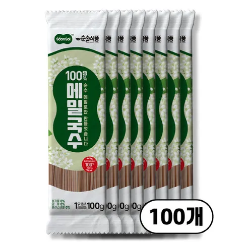 [대용량] 순솔 100% 메밀국수 10kg (100g 100봉) 글루텐프리 파스타 고단백 제로슈가 무첨가물 소바 메밀면