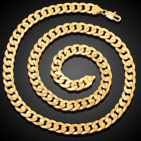 18KGP 골드 면 체인 남성 금 목걸이