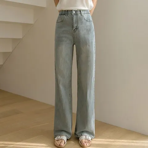 [저스트원] 코튼&데님 와이드 스판팬츠(숏/롱)