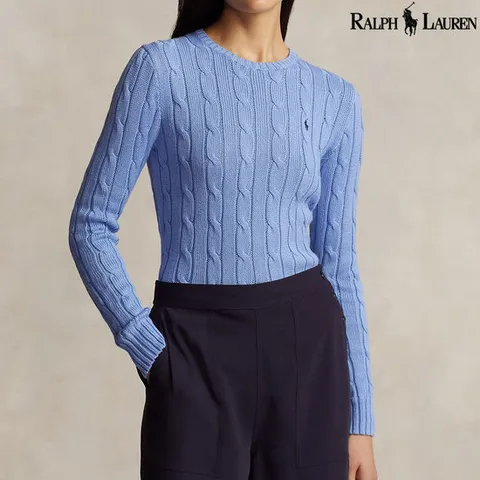 폴로랄프로렌 여성 코튼 케이블 니트 스웨터 블루 211891640-003