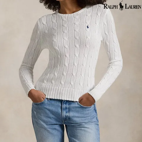 폴로랄프로렌 여성 코튼 케이블 니트 스웨터 화이트 WMPOSWENC020660-100