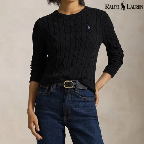 폴로랄프로렌 여성 코튼 케이블 니트 스웨터 블랙 WMPOSWENC020663-001