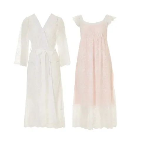 [ 롯데백화점 ]와코루 여성스러운 울오버 레이스 롱원피스+겉가운세트(WGN7300A/WGN7300B)