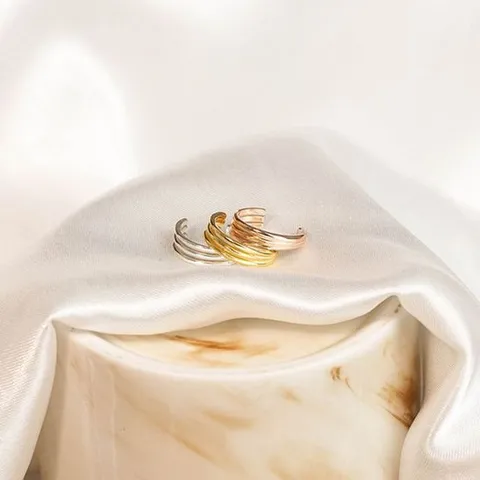 (낱개판매) (실버) 3 라인 데일리 이어커프