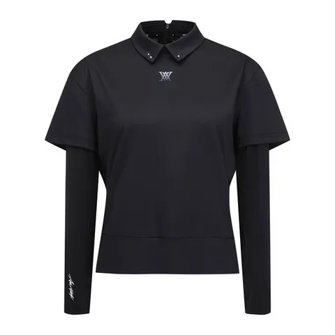 [어뉴골프] 여성WOMEN SM HYBRID LONG T-SHIRT_BK