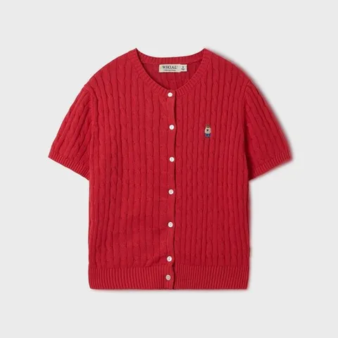 [ 롯데백화점 ]후아유 여성 스티브 라운드넥 반팔 가디건 / WHCKF2401F