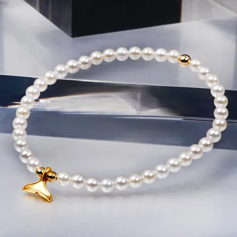 [러브넛] 24K골드 순금 테일오브웨일 스왈진주 비드 팔찌 BG-1095