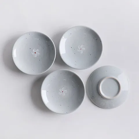 꽃 고백자 국산도자기 평접시 앞접시 세트 14cm 4p