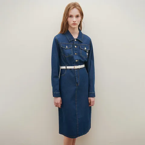 [SATIN] 클래식 데님 벨트 원피스 O251T662
