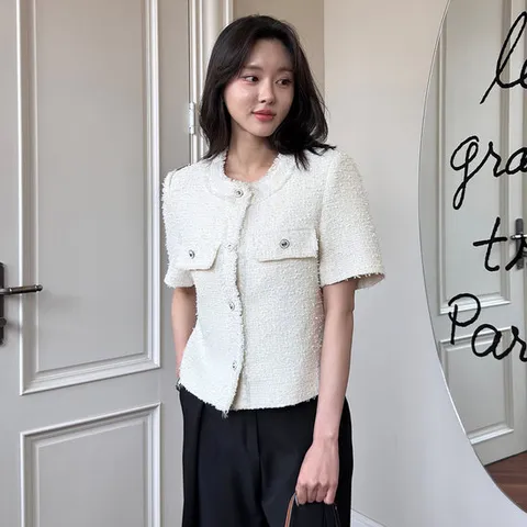 [모리스커밍홈] 프린지 썸머 트위드 반팔자켓_M2504JK020B